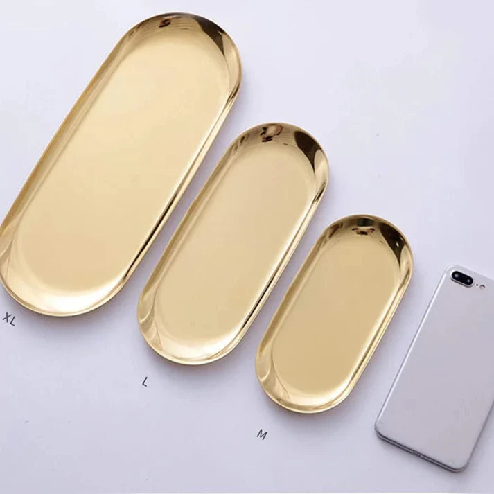 Bandeja De Armazenamento De Ouro De Aço Inoxidável, Placa De Exibição De Frutas e Jóias, Vaidade Da Cozinha, Ferramentas Organizadoras, Rack De Banheiro De Metal