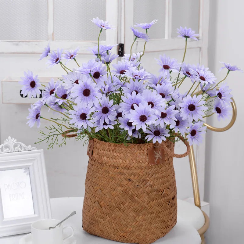 3/5/10 pçs artificial branco margarida buquê de flores diy vaso casa jardim sala estar decoração festa casamento seda falso flores