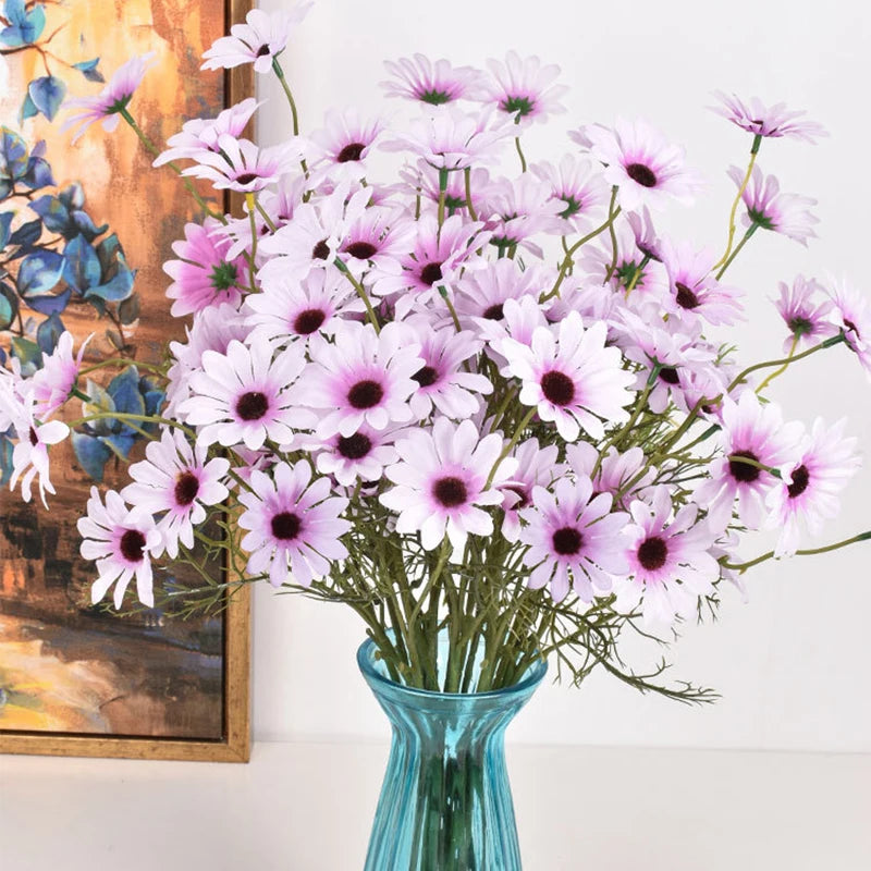3/5/10 pçs artificial branco margarida buquê de flores diy vaso casa jardim sala estar decoração festa casamento seda falso flores