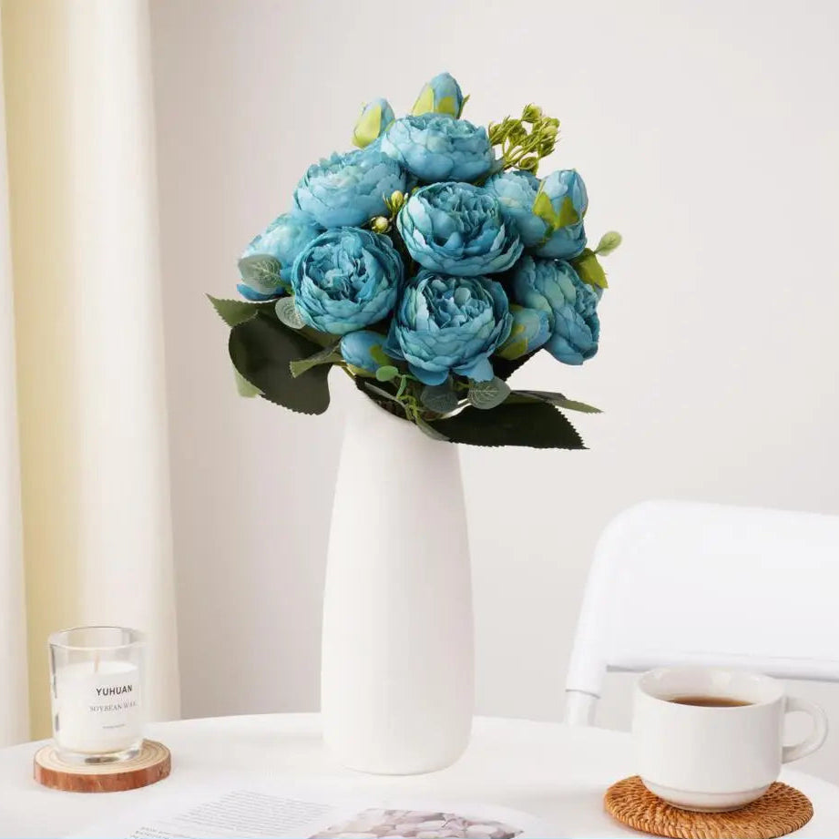 Buquê de Rosas e Peônias de Seda - Elegância Floral
