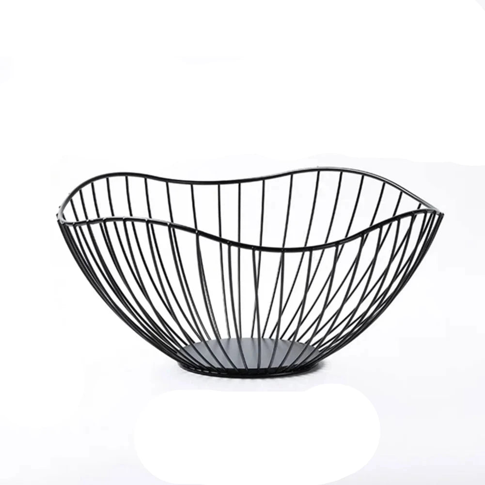 Cesta De Frutas De Ferro Oco Preta Alta, Tigela De Lavagem, Fruteira, Cesta De Armazenamento, Sala De Estar, Mesa De Centro, Lanche