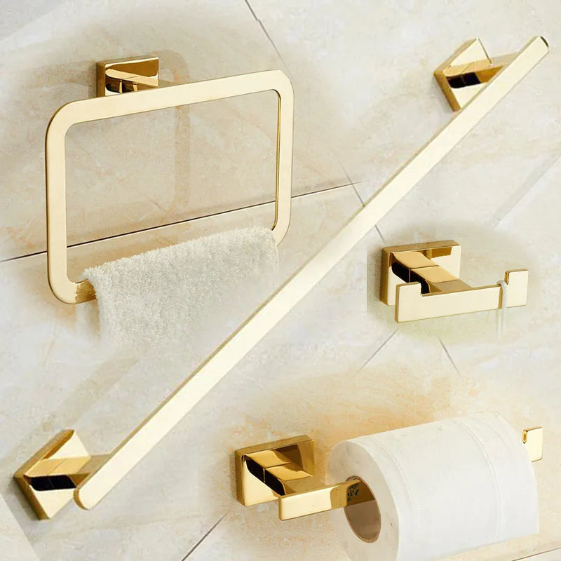 Conjunto de Acessórios de Banheiro Luxuoso Banhado a Ouro