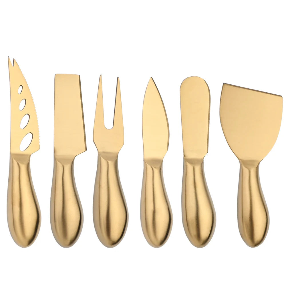 Conjunto De Faca De Queijo De Aço Inoxidável, Mini Faca De Manteiga, Espátula Fosco 6Pcs