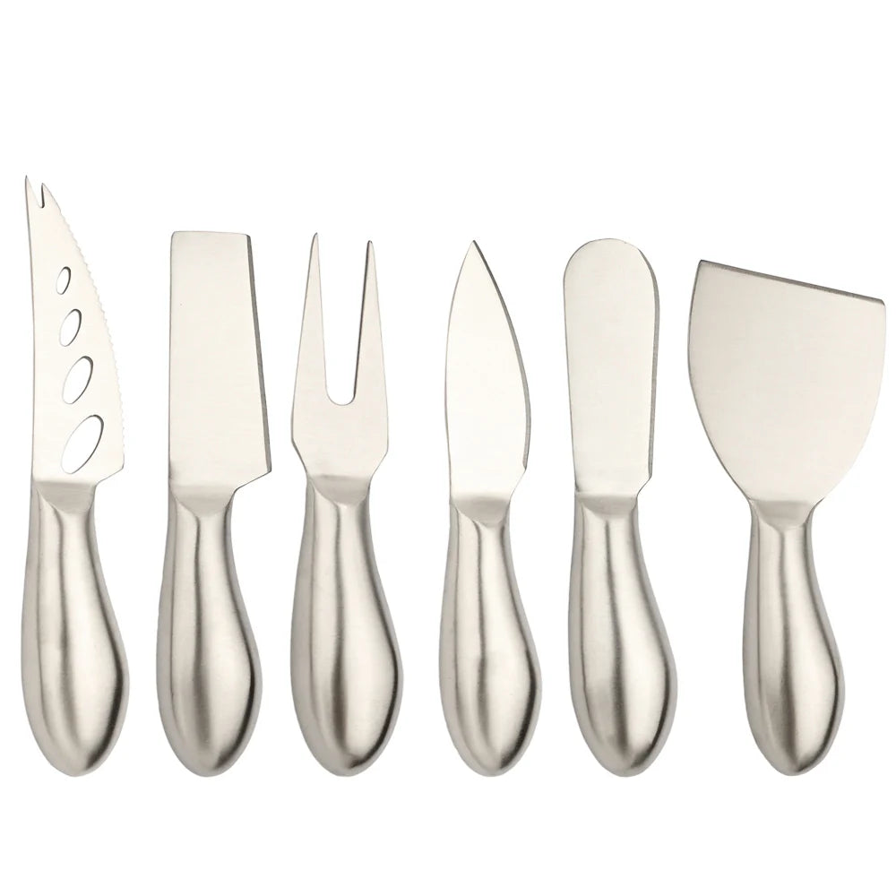 Conjunto De Faca De Queijo De Aço Inoxidável, Mini Faca De Manteiga, Espátula Fosco 6Pcs