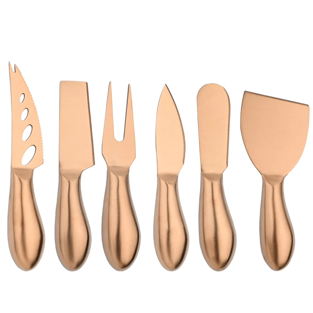 Conjunto De Faca De Queijo De Aço Inoxidável, Mini Faca De Manteiga, Espátula Fosco 6Pcs