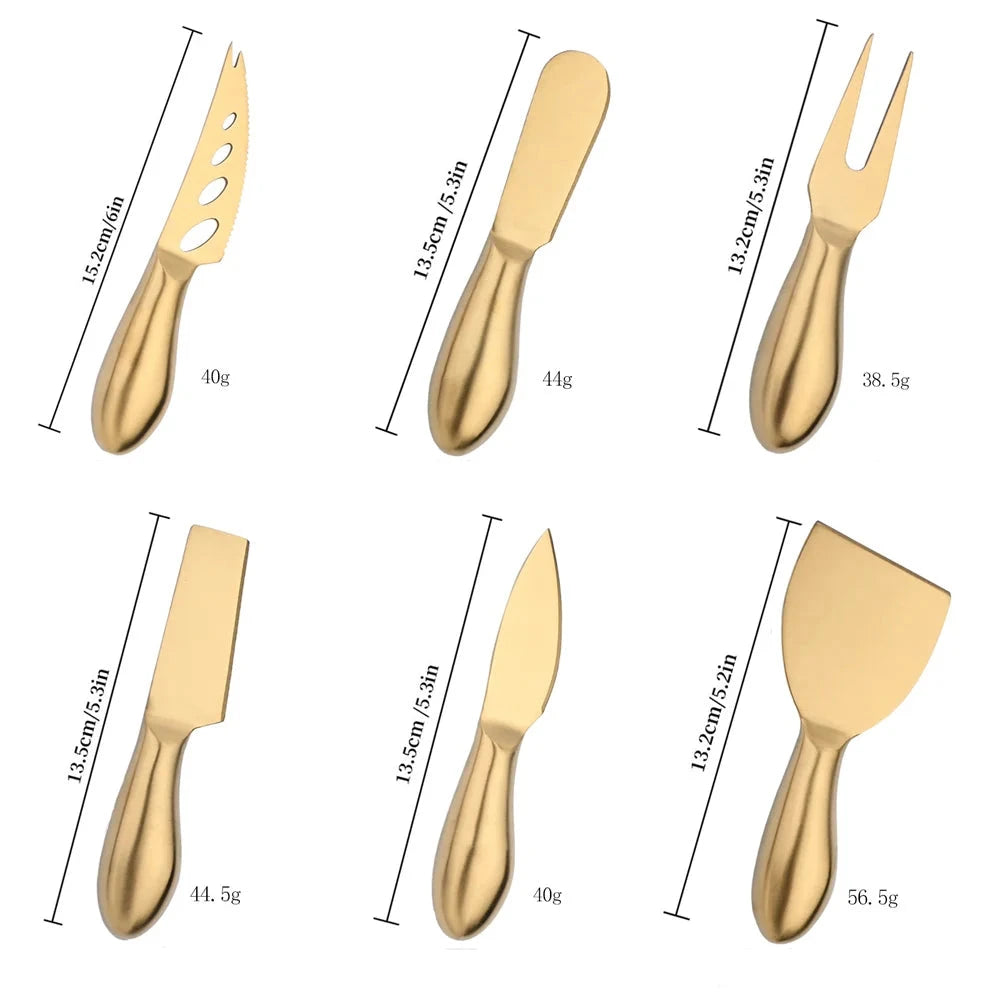 Conjunto De Faca De Queijo De Aço Inoxidável, Mini Faca De Manteiga, Espátula Fosco 6Pcs