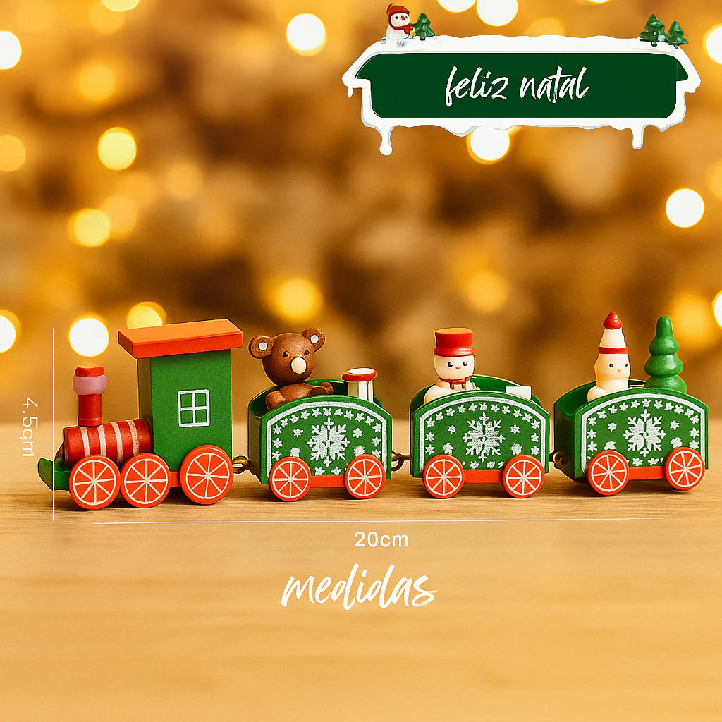 Mini Trem Natalino Decorativo com Vagões – Enfeite de Natal
