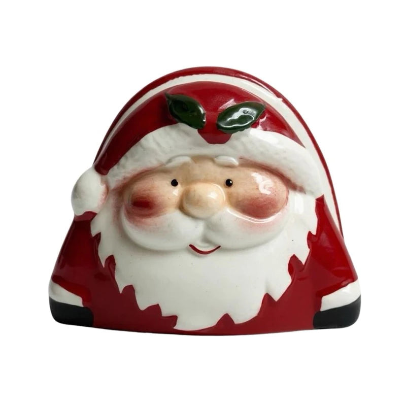 Porta-Guardanapo Natalino Papai Noel em Cerâmica 11cm