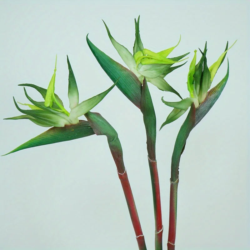 Artificial Bird of Paradise Flores, Strelitzia Borracha, Long Stem, adequado para DIY, Home Party, Decoração Tema, 24,5 polegadas, 3PCs