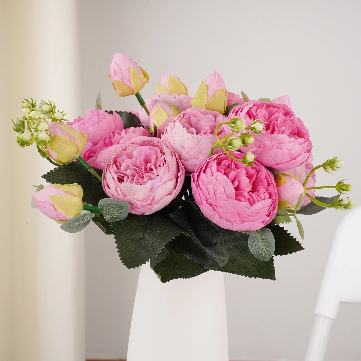 Buquê de Rosas e Peônias de Seda - Elegância Floral