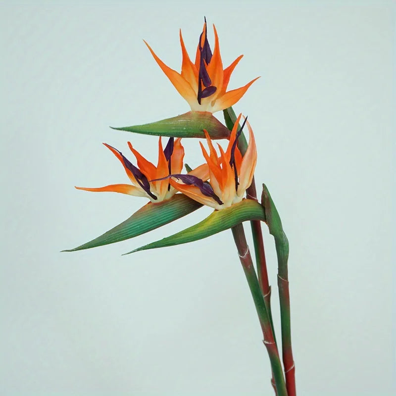 Artificial Bird of Paradise Flores, Strelitzia Borracha, Long Stem, adequado para DIY, Home Party, Decoração Tema, 24,5 polegadas, 3PCs