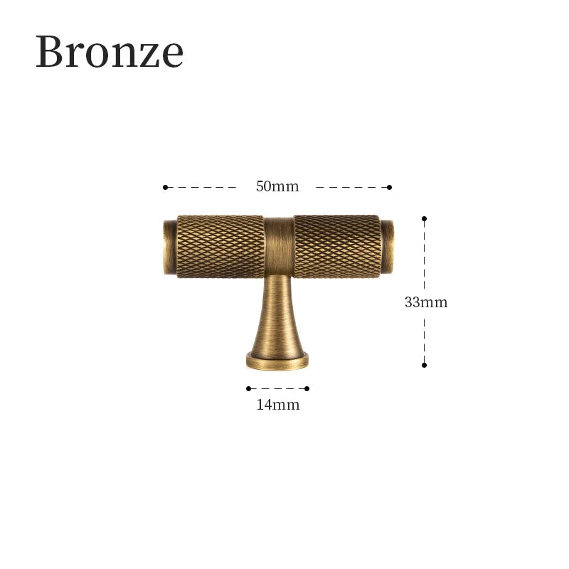Puxadores de Bronze com Padrão Knurl Elegantes para Móveis