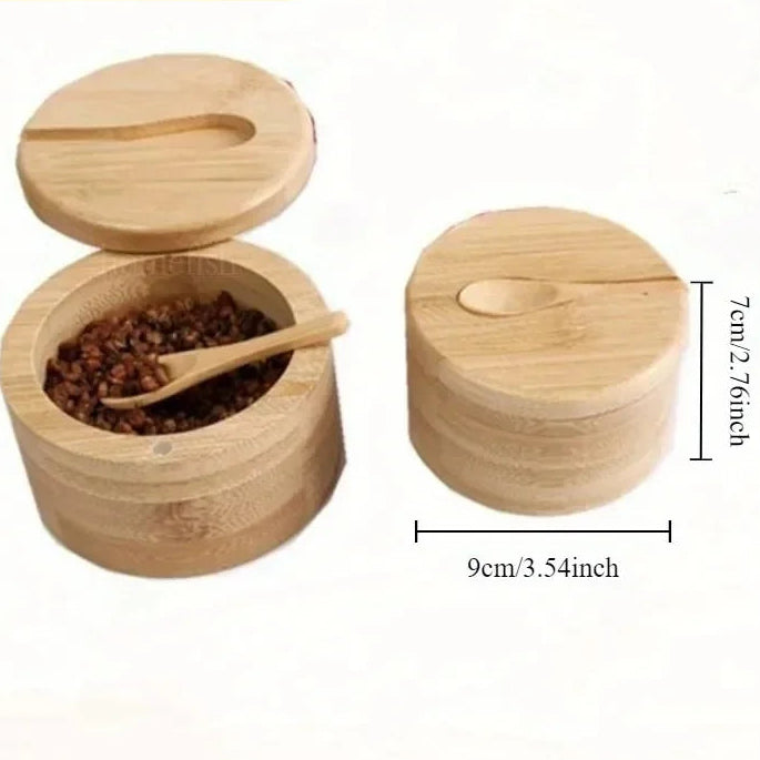 Conjunto de Potes de Bambu para Temperos com Tampa Magnética