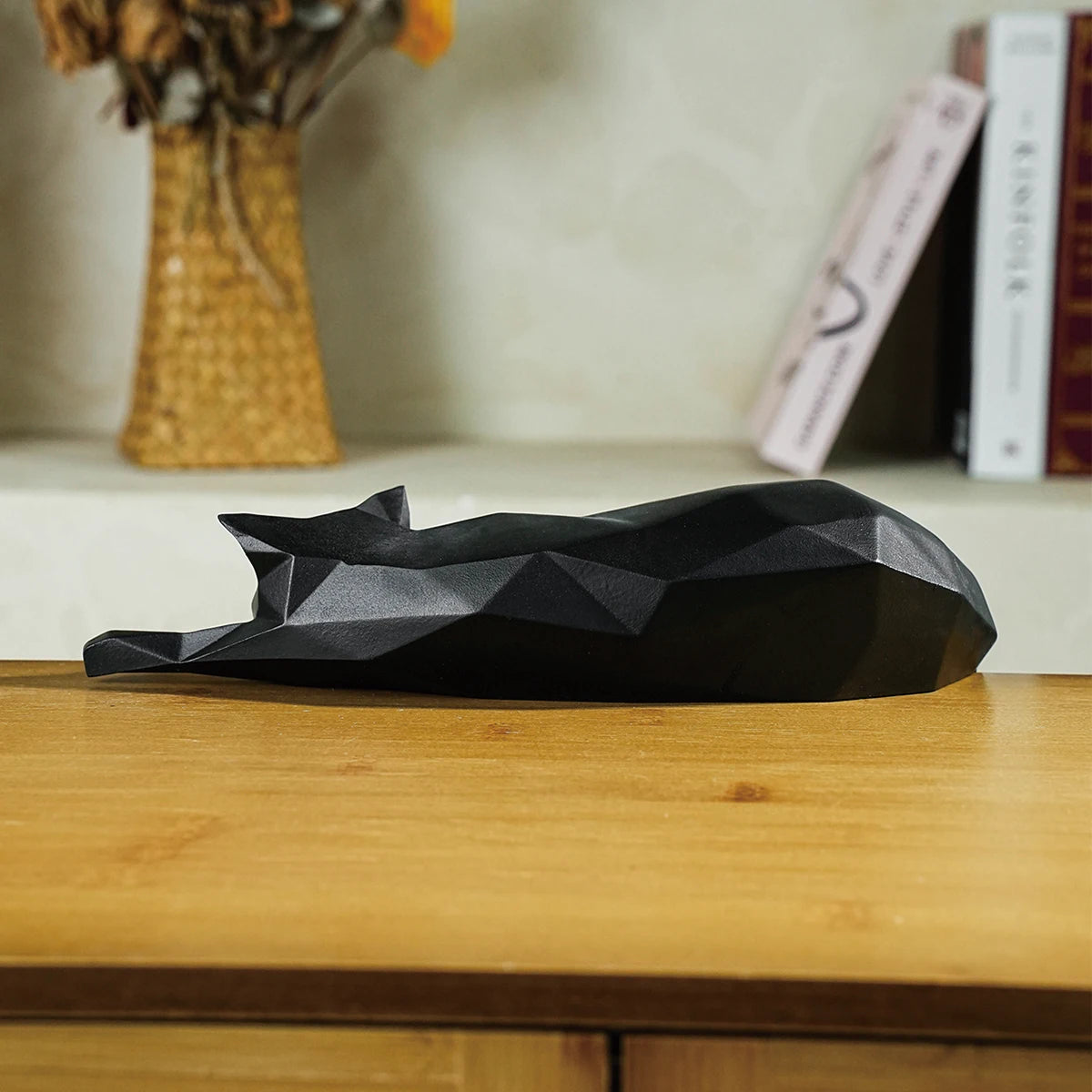 Estátua de Gato Branco / Preto Geométrica - Macasishop