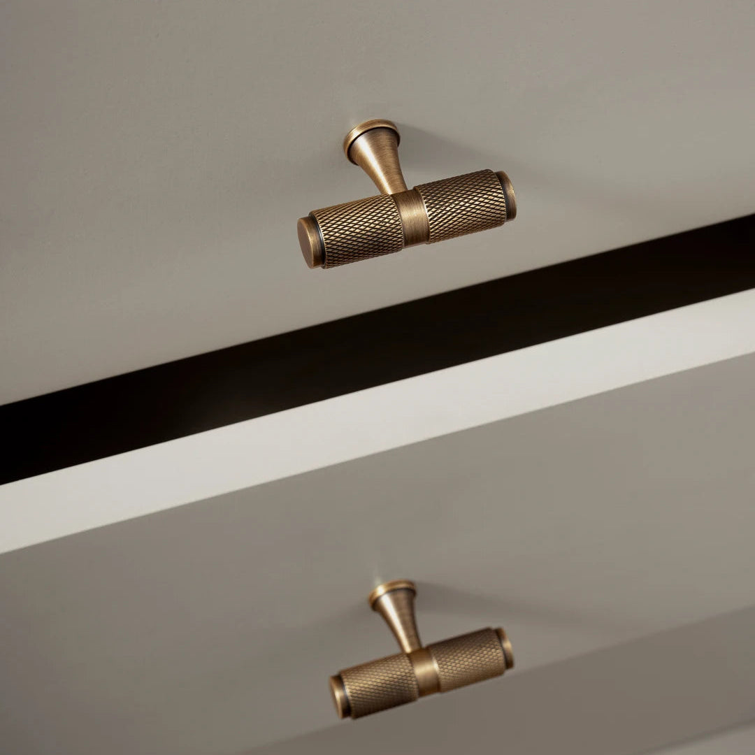 Puxadores de Bronze com Padrão Knurl Elegantes para Móveis