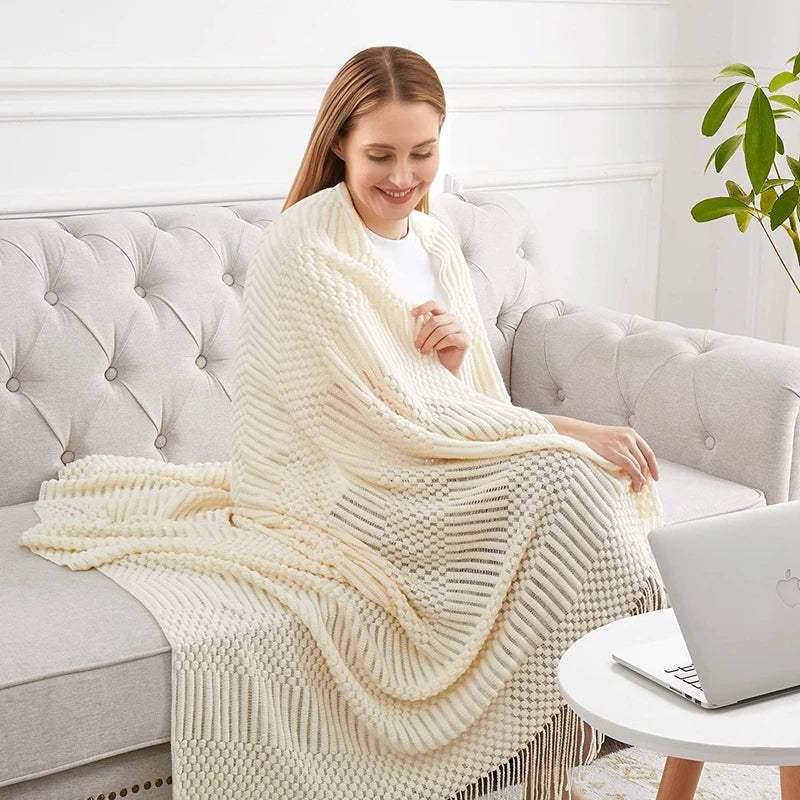 Manta Boho Luxo Texturizada para Sofá