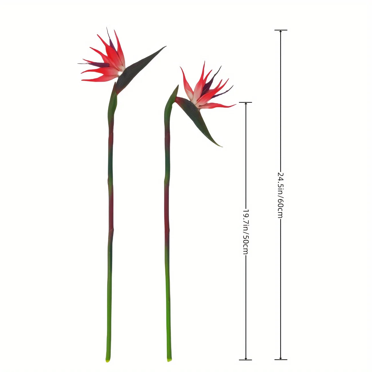 Artificial Bird of Paradise Flores, Strelitzia Borracha, Long Stem, adequado para DIY, Home Party, Decoração Tema, 24,5 polegadas, 3PCs