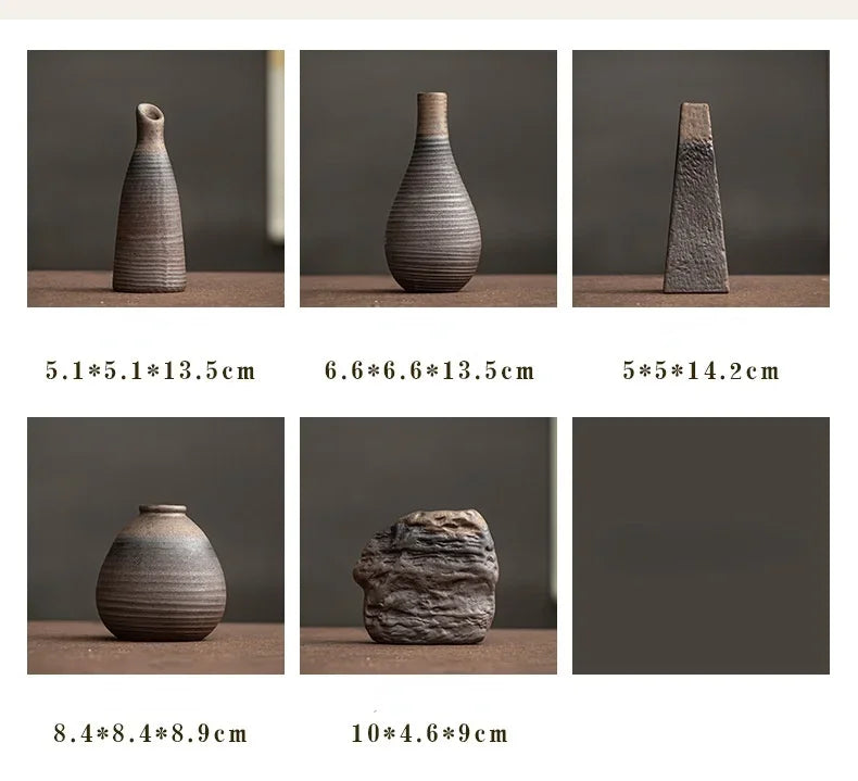 Vasos Cerâmicos Artesanais Minimalistas de Estilo Antigo