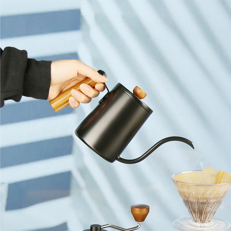 Cafeteira Leite Espuma Jarro Jarro Gooseneck Chaleira Bico Aço Inoxidável Café Chá Chá Leite Pote Chaleira Pode 550 /600ml