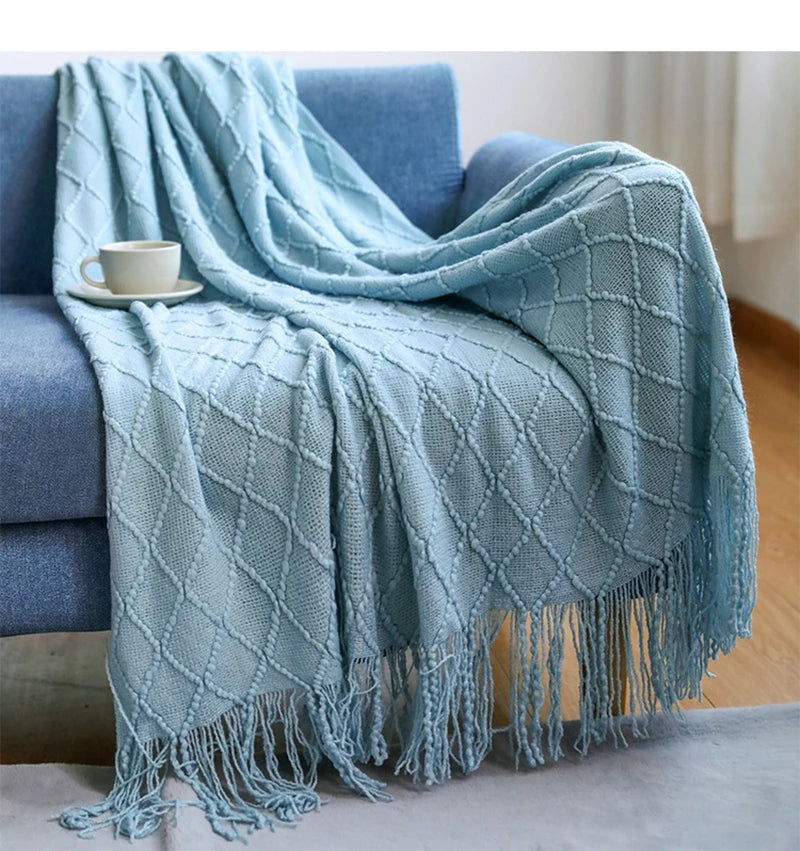 Branco boho lance cobertores texturizados grandes cobertores de malha grosso vintage luxo lance colcha cobertor capa manta para sofá