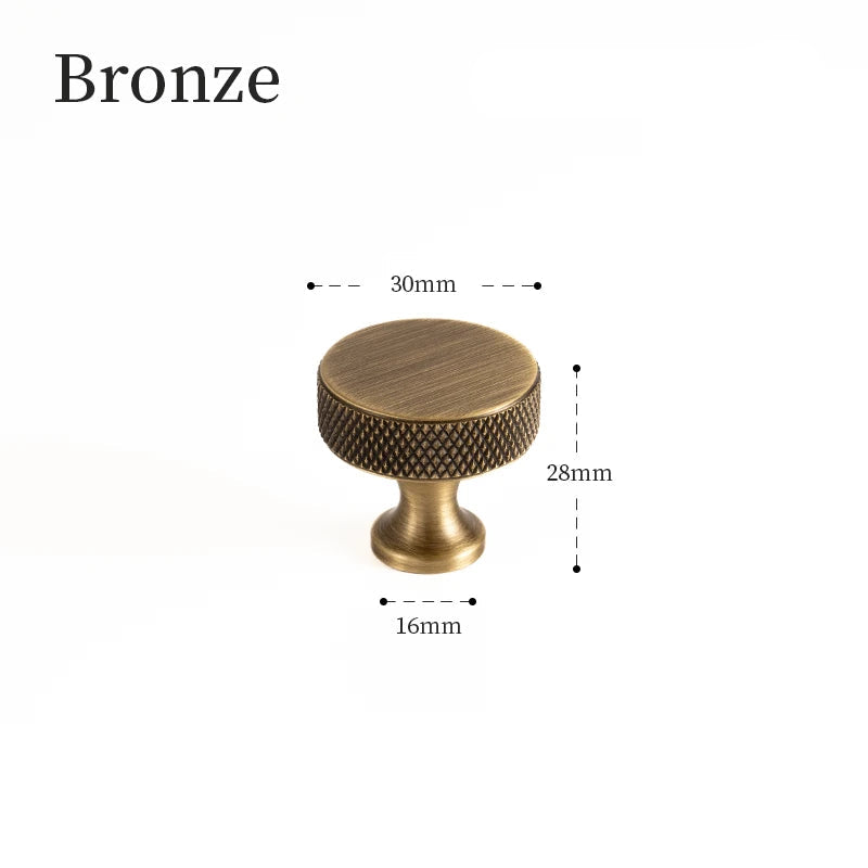 Puxadores de Bronze com Padrão Knurl Elegantes para Móveis