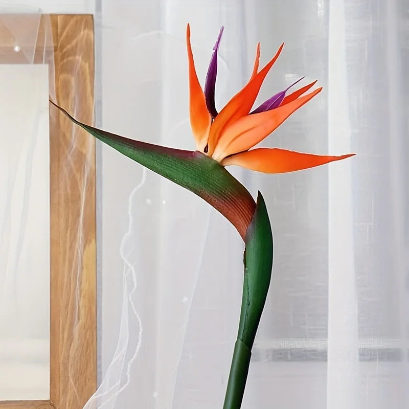Artificial Bird of Paradise Flores, Strelitzia Borracha, Long Stem, adequado para DIY, Home Party, Decoração Tema, 24,5 polegadas, 3PCs