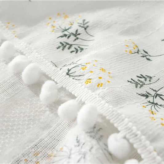 Toalha de Mesa Floral de Algodão Bordado para Decoração Elegante