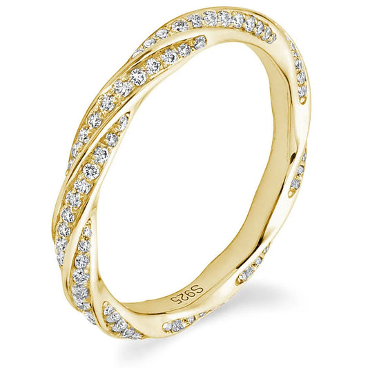 Anel de Eternidade Moissanite Luxo Ouro 14K