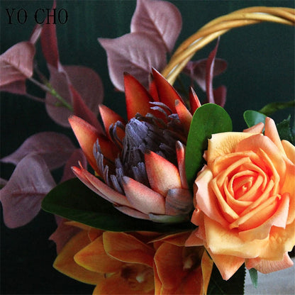 Flower King Protea, DIY Arranjo De Flores, Falso Imperador Flores, Branco, Festa Em Casa, Casamento Decoração De Mesa 