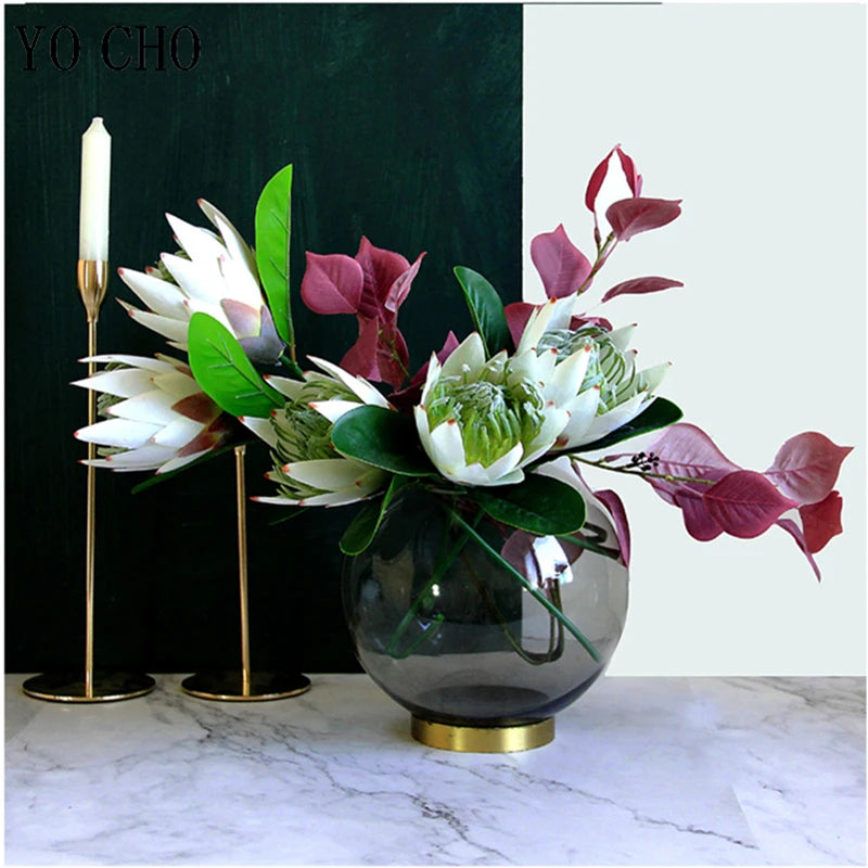 Flower King Protea, DIY Arranjo De Flores, Falso Imperador Flores, Branco, Festa Em Casa, Casamento Decoração De Mesa