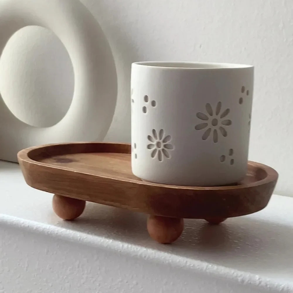 Mini Bandeja de Madeira Elegante para Decoração e Organização