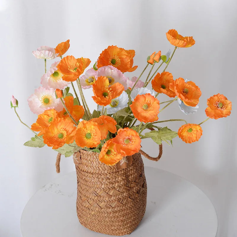 Bouquet De Flores De Papoula Artificiais, Flores De Seda Falsa, Decoração De Casa, Jardim, Casamento, Decoração Do Casamento, DIY Vaso Acessórios