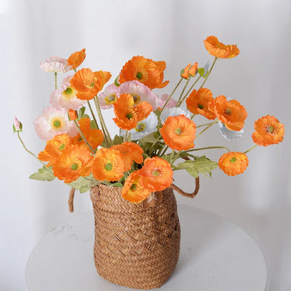 Bouquet De Flores De Papoula Artificiais, Flores De Seda Falsa, Decoração De Casa, Jardim, Casamento, Decoração Do Casamento, DIY Vaso Acessórios