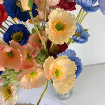 Bouquet De Flores De Papoula Artificiais, Flores De Seda Falsa, Decoração De Casa, Jardim, Casamento, Decoração Do Casamento, DIY Vaso Acessórios