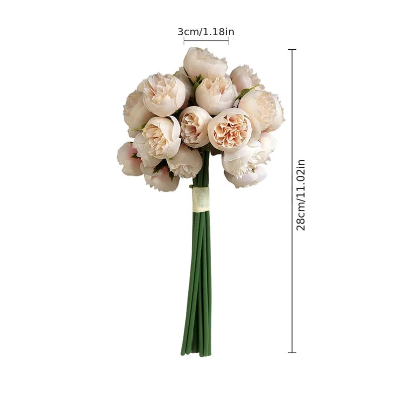 Produto Flores artificiais de peônia rosa, buquê de seda, flor falsa para mesa, vaso, decoração de casa e casamento, 27 rosas flores - 1