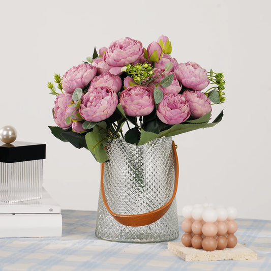 Buquê de Rosas e Peônias de Seda - Elegância Floral