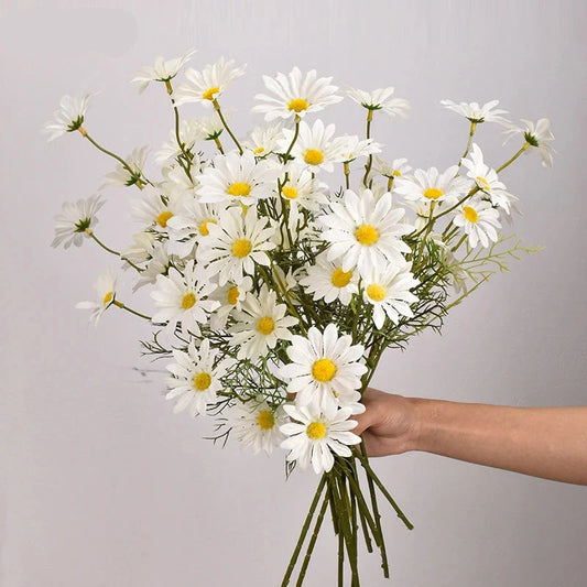 3/5/10 pçs artificial branco margarida buquê de flores diy vaso casa jardim sala estar decoração festa casamento seda falso flores