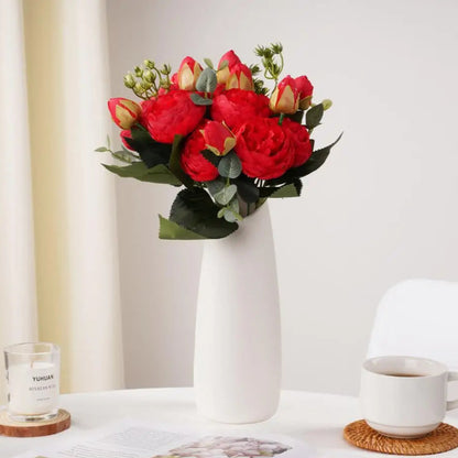 Buquê de Rosas e Peônias de Seda - Elegância Floral
