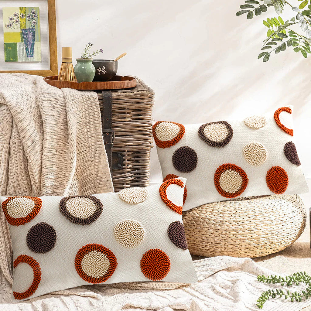 Capas de Almofada Bordadas - Kit com 2 Capas de Almofadas Boho para Sala e Quarto