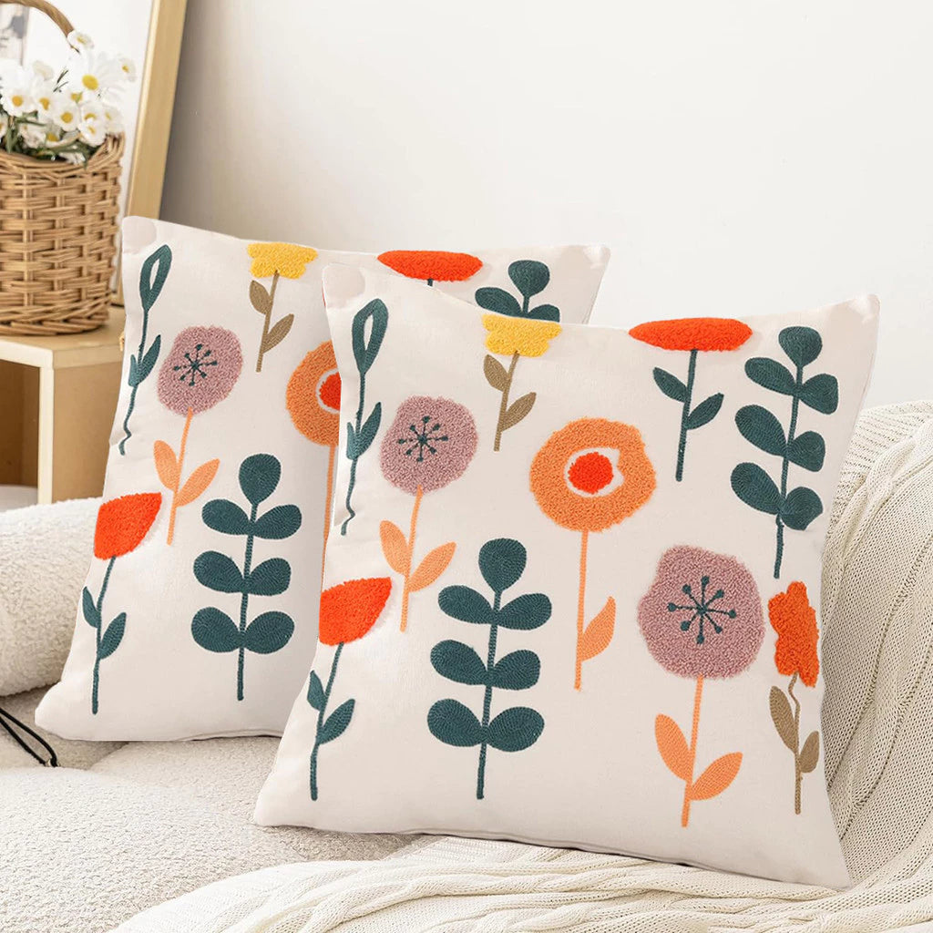 Capas de Almofada Bordadas - Kit com 2 Capas de Almofadas Boho para Sala e Quarto