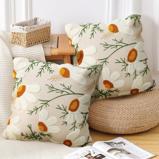 Capas de Almofada Bordadas - Kit com 2 Capas de Almofadas Boho para Sala e Quarto