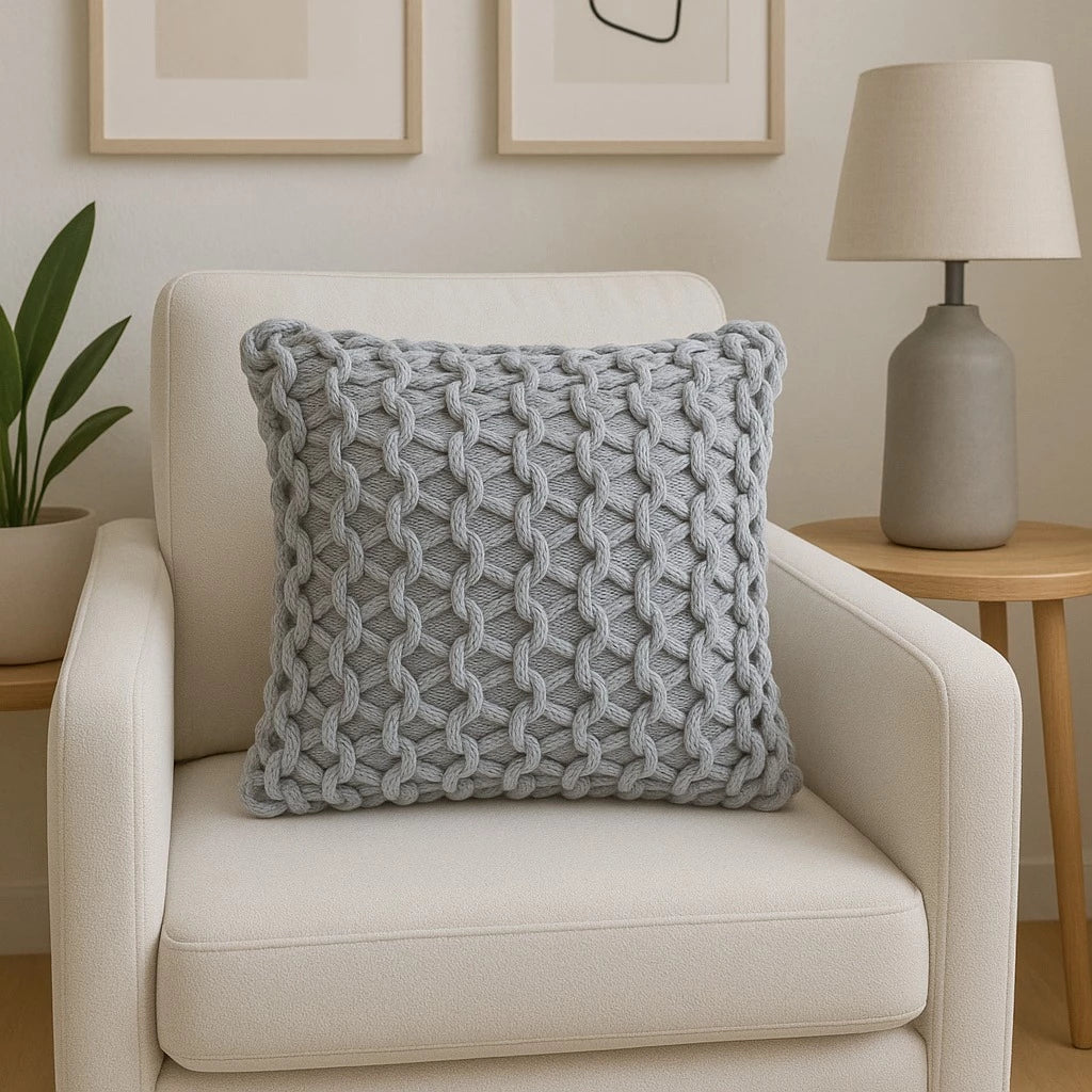 Capa de Almofada Boho em Corda Trançada - Charme Artesanal e Aconchego Natural