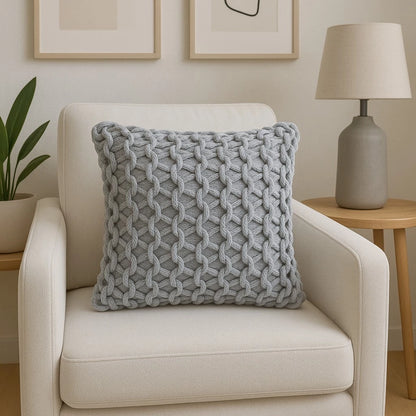 Capa de Almofada Boho em Corda Trançada - Charme Artesanal e Aconchego Natural