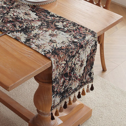 Caminho de Mesa Jacquard com Borlas - Elegância na Mesa
