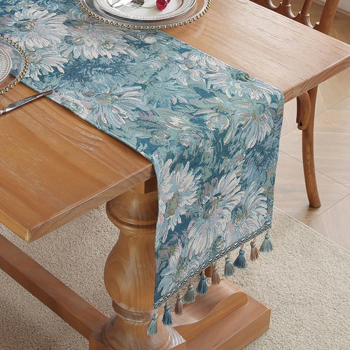 Caminho de Mesa Jacquard com Borlas - Elegância na Mesa