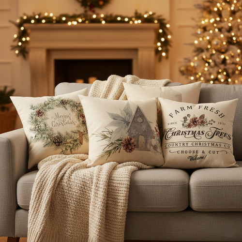Capa de Almofada Natalina de Linho