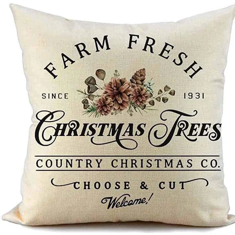Capa de Almofada Natalina de Linho