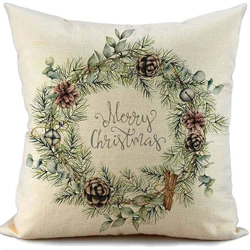 Capa de Almofada Natalina de Linho