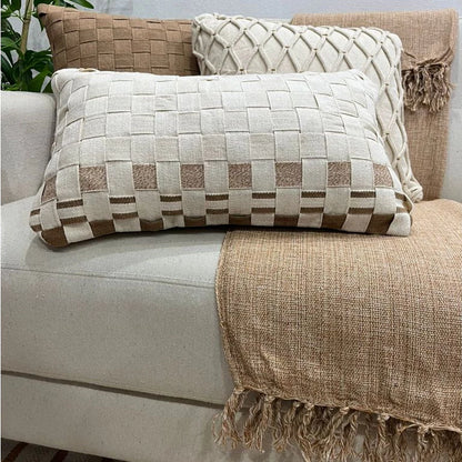 Capa de Almofadas em Macramê Caramelo - Kit em Algodão Artesanal Estilo Boho
