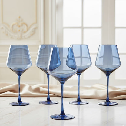 Conjunto com 6 Taças de Cristal Azul 595ml – Design Moderno e Luxo Premium